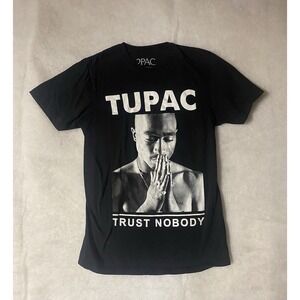 2PAC Shirt Mens Size Small Black Graphics Trust Nobody Crew Neck Short Sleeve